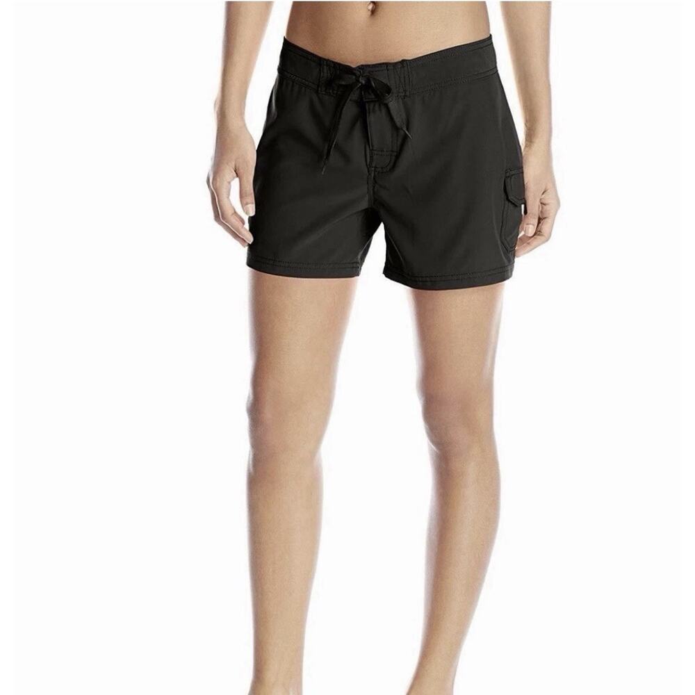 Kanu Surf Women's Breeze Solid Stretch Black Board Shorts Size 10 Cargo Pocket